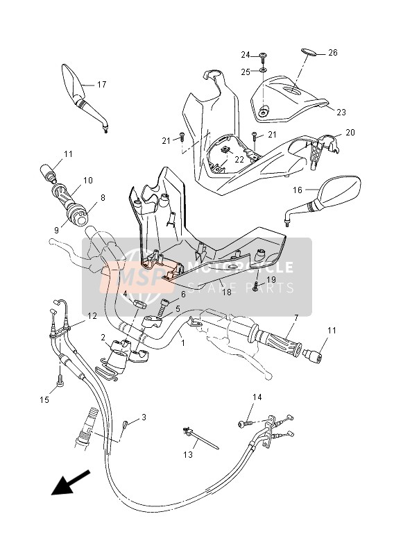 Yamaha YP125RA (MBL2) 2015 Steering Handle & Cable for a 2015 Yamaha YP125RA (MBL2)